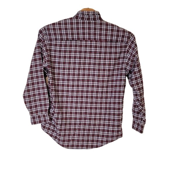 Woolrich Button‎ Down Flannel Shirt Men's Large Red White Blue Plaid - Picture 2 of 6